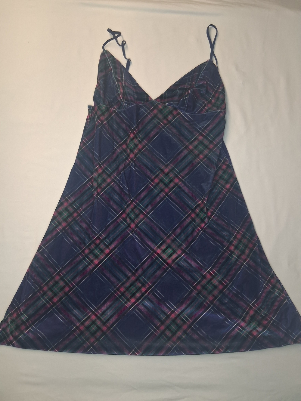 Victoria's Secret Navy Plaid Chemise Slip with Spaghetti Straps